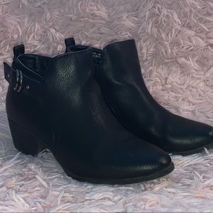 Black Faux Leather Ankle Boots